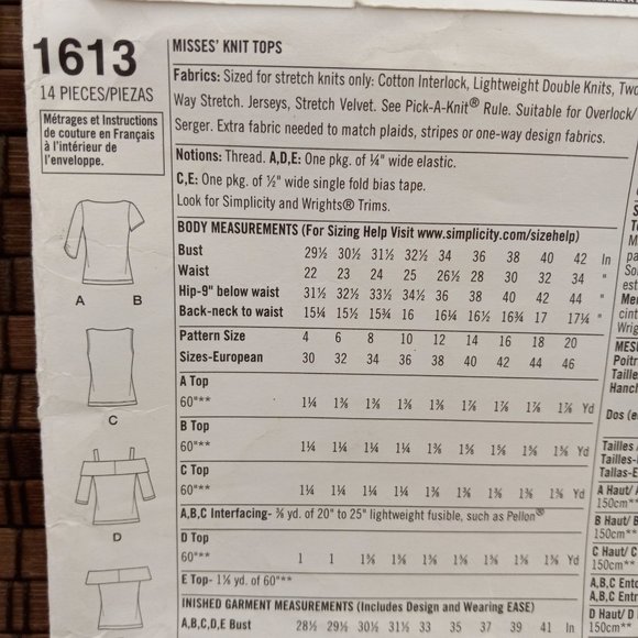 Knit Top 4 6 8 10 12 Simplicity 1613 Sewing Pattern - Picture 6 of 8
